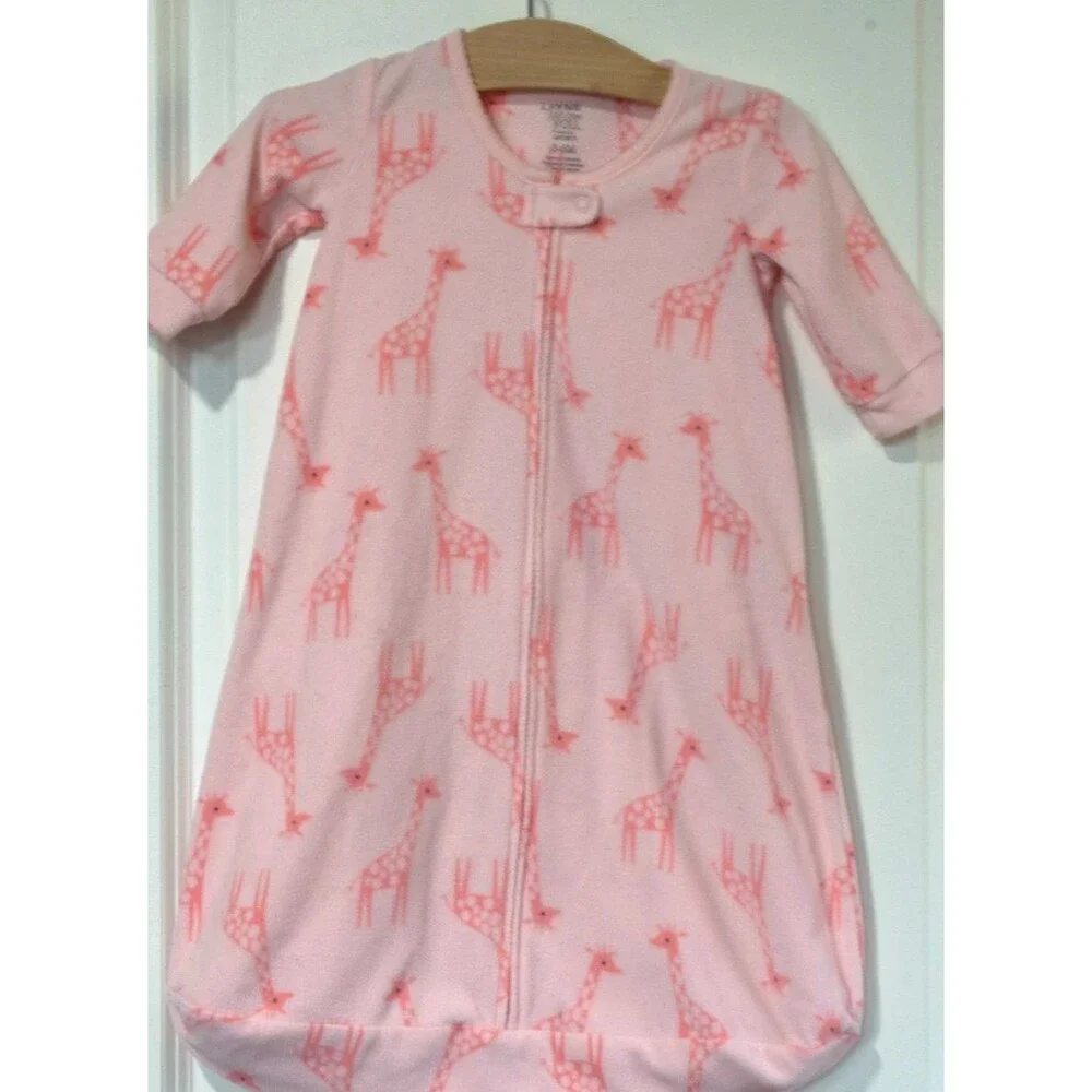 Just One You Carter's Fleece Sleep Sack Gown Pink Giraffes Girl Size 3-6 Months